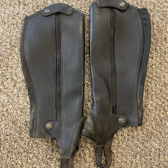 Black Leather Riding Chaps - Picture 1 of 4